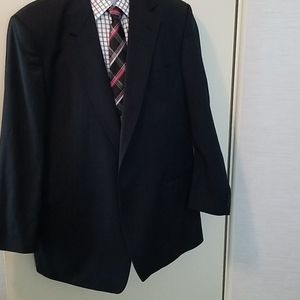 Pierre Cardin Mens Suit 48L Black Subtle Pinstripe